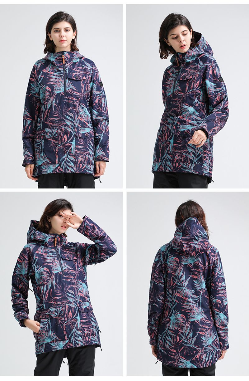 Snowwear women's top waterproof windproof slim body jacket veneer double board outdoor snow suit hoodie_voghion.com