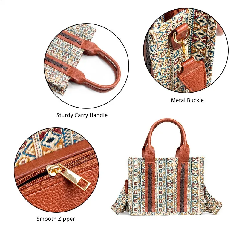 Damen Spot Cross-Border Tote Canvas Umhängetasche Bohemian Aztec Geldbörsen und Handtaschen Damen Geldbörse 240824_voghion.com