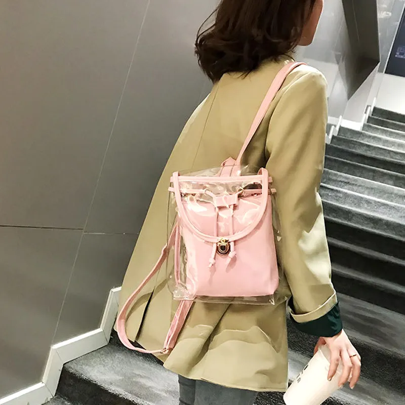 Mini moda donna PVC Designer Girl trasparente borsa trasparente zaino da viaggio in gelatina per borse a tracolla femminili da donna_voghion.com