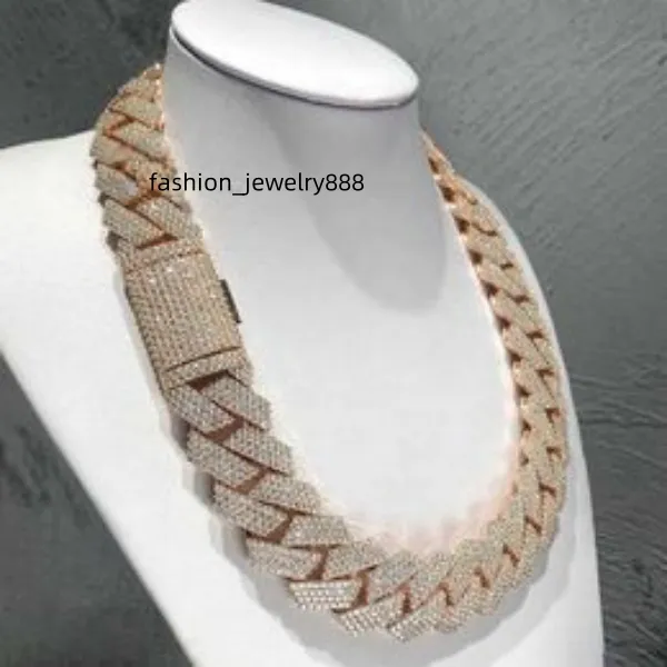 dia Gold Necklace 20mm Width 3 Row Hop Hip Jewelry Iced Out Moissanite Dias Cuban K Chain Necklaces Designer Bracelet_voghion.com