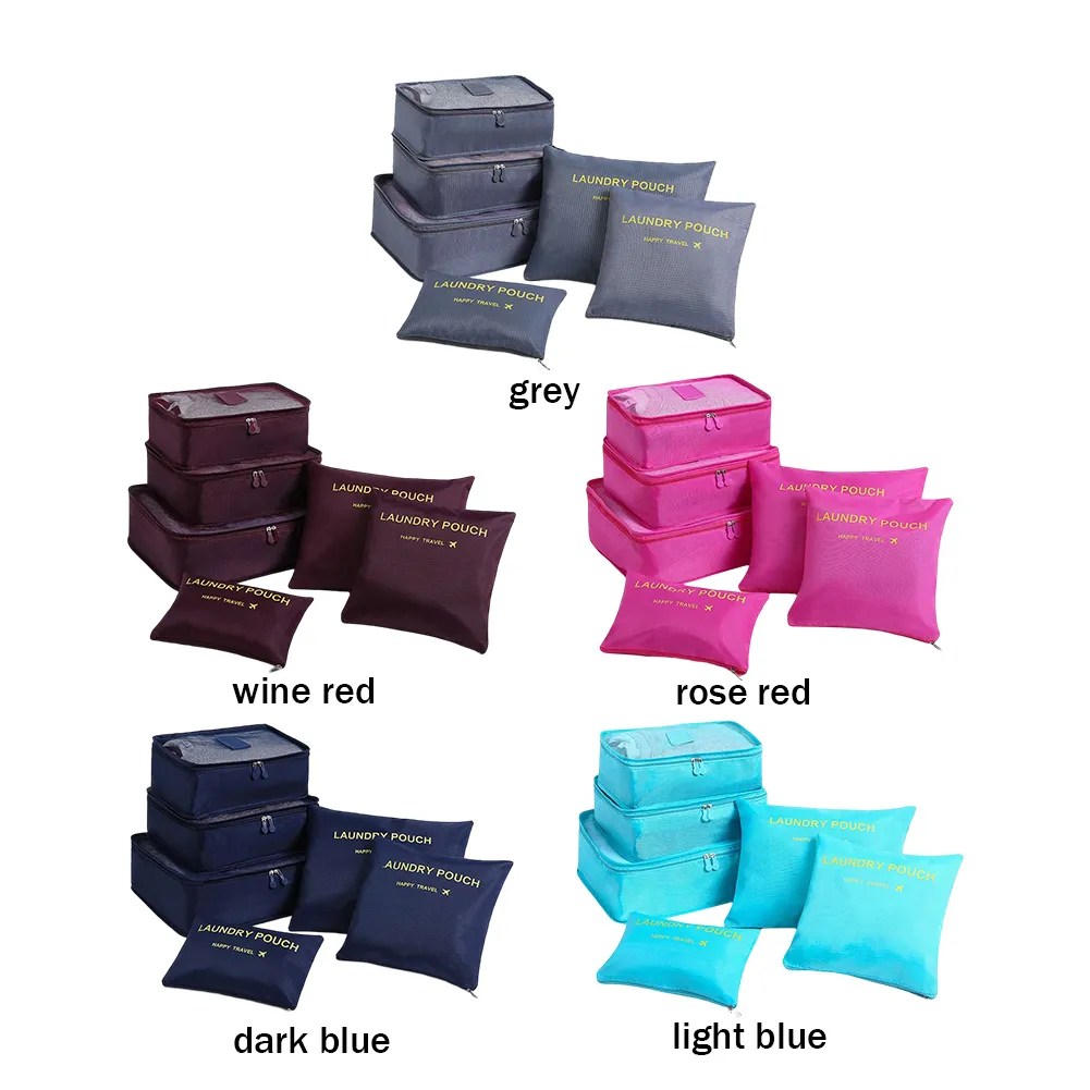 6pcs/set Travel Cases Thickening Lage Storage Bag Waterproof Foldable Space Saving For Family Vacation Skiing Camping_voghion.com