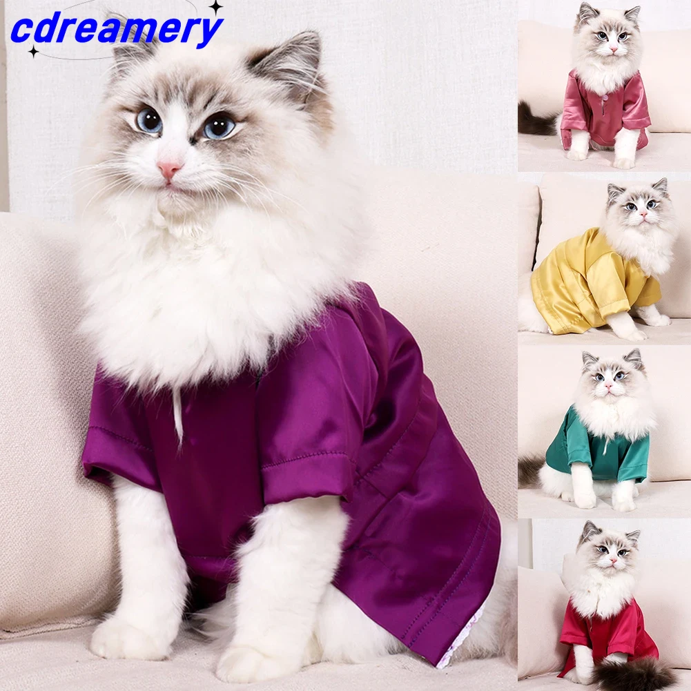 Roupas da moda para animais de estimação, camisas de verão, macacões para gatos, pelo sedoso, respirável, fino e antiaderente, roupas tradicionais chinesas, macacões para gatos_voghion.com