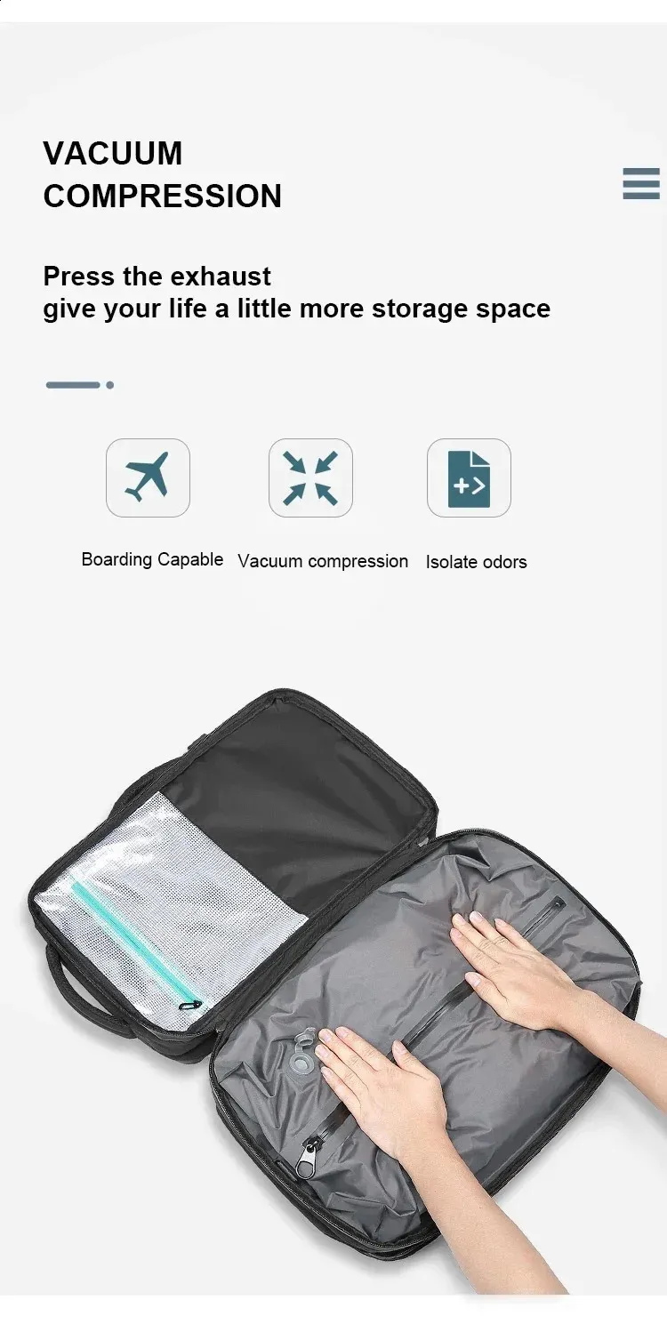 Airback Travel Men 16 inch Laptop Backpacks Vacuum Compression Expandable Business Back Pack School Backpack 240730_voghion.com