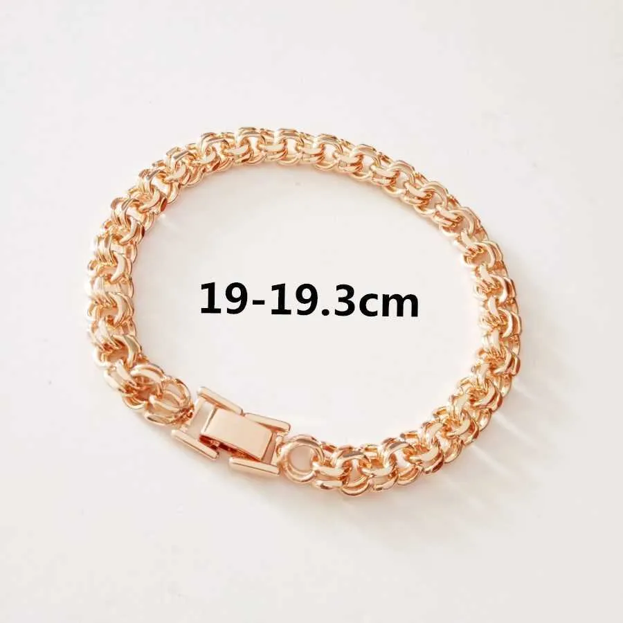 Bismark 585 Rose Sieraden Een Vorm Van Weven Lange 7MM Brede Handketting Goudkleurige Armband Mannen En Vrouwen 210609_voghion.com