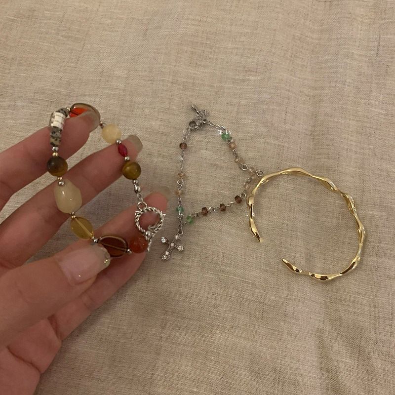 Handmade Chinese Retro Beaded Ins Niche Design Natural Stone Bracelet Accessories 2023 New Style Hand Jewelry_voghion.com
