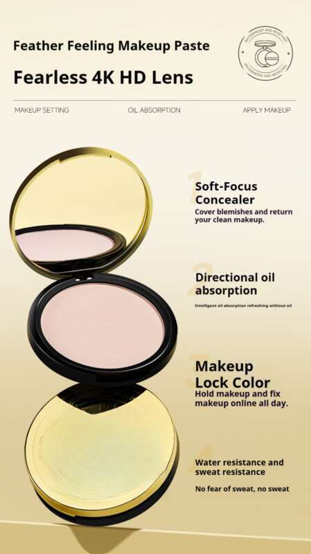 Fjäderaktig gaspulver Concealer med hög volym fixerar, ljusar upp och korrigerar hudtonen._voghion.com