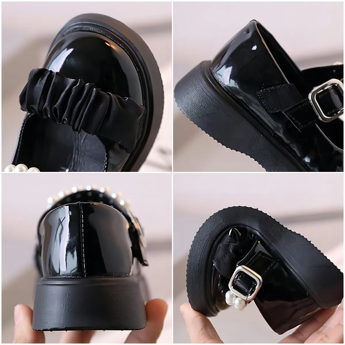 Girls Mary Jane Shoes For Kids Glossy Patent Leather Party Pumps_voghion.com