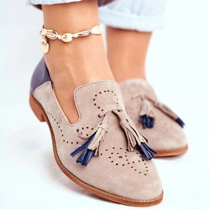 SHLIANG Femmes Appartements Mode Compensées Mocassins Souples Femmes Sans Lacet Chaussures Décontractées Mocassins Rétro Grande Taille SB139