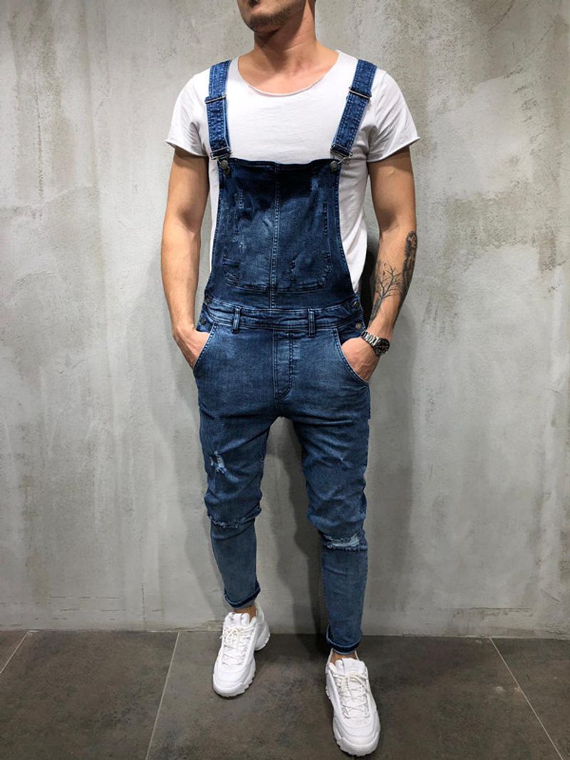 Men's jeans men's denim ripped Plus size new suspenders_voghion.com