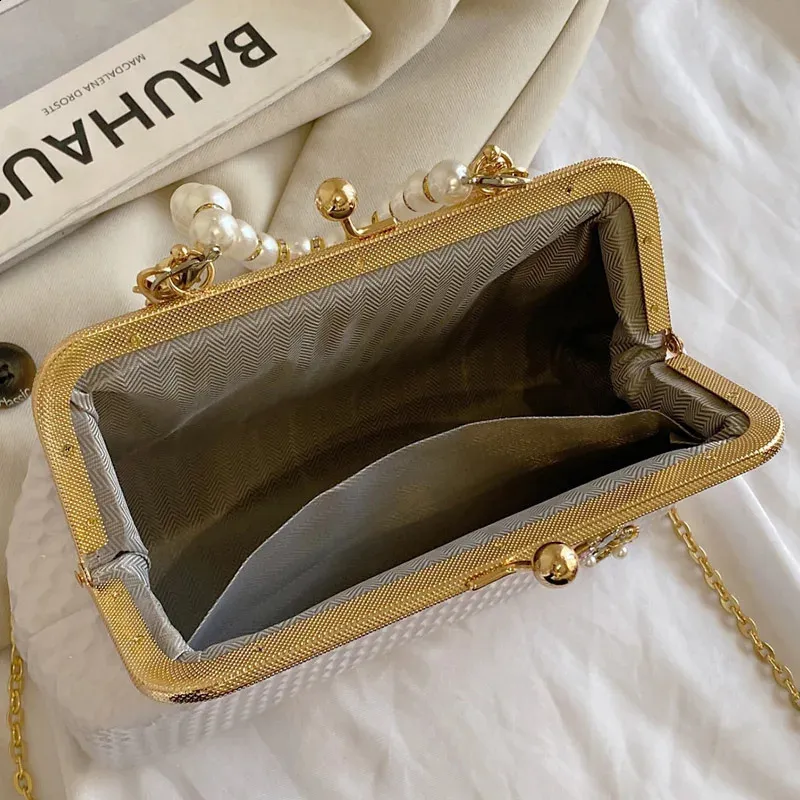 Sacs à bandoulière en argent doré pour femmes, pochette de soirée en perles, chaîne, clip, sacs à main de fête 240821_voghion.com