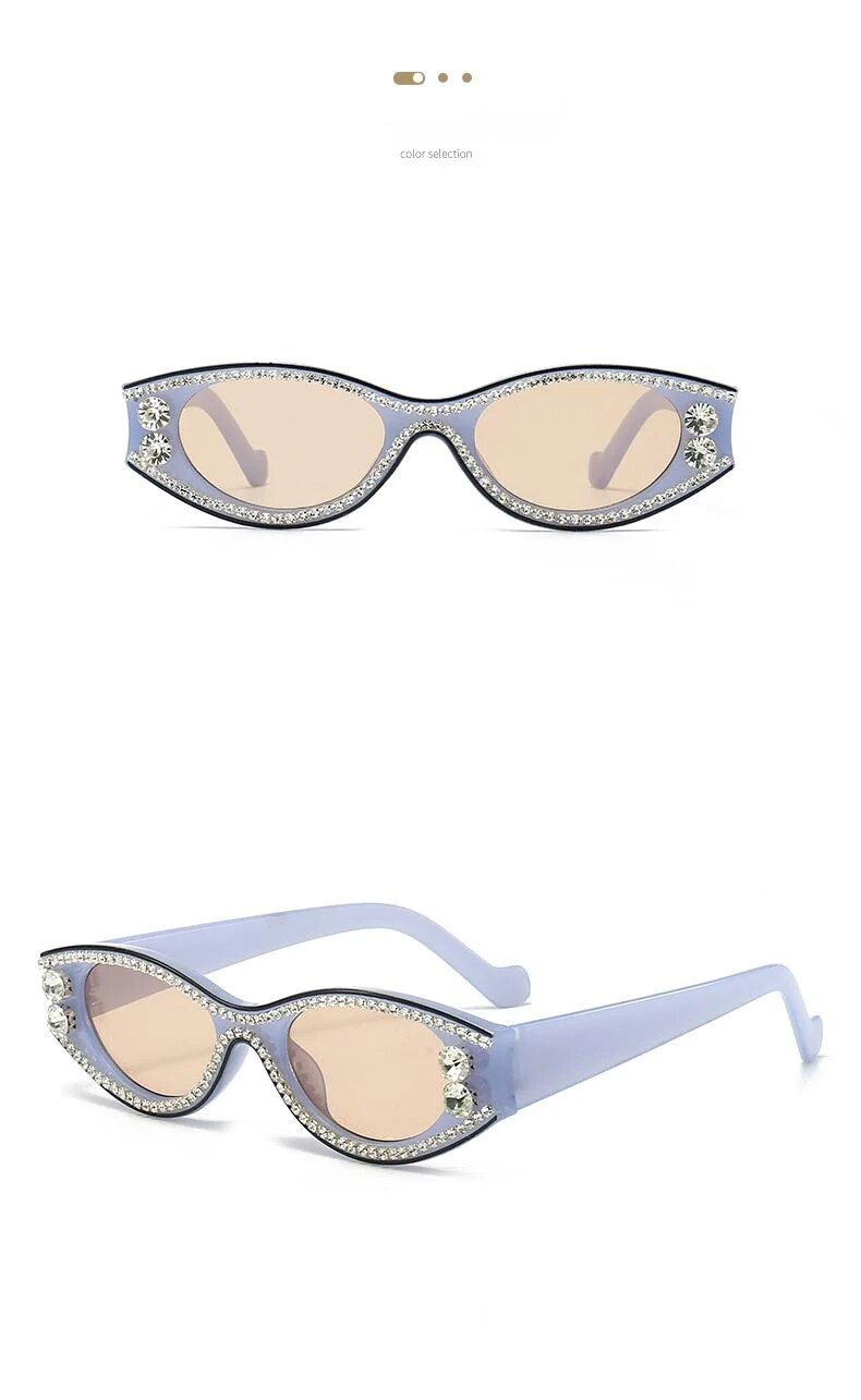 Ochelari de soare personalizați cu fotografie de stradă, cu cadru mic, ochi de pisică, culoare bomboane, la modă, pentru femei_voghion.com