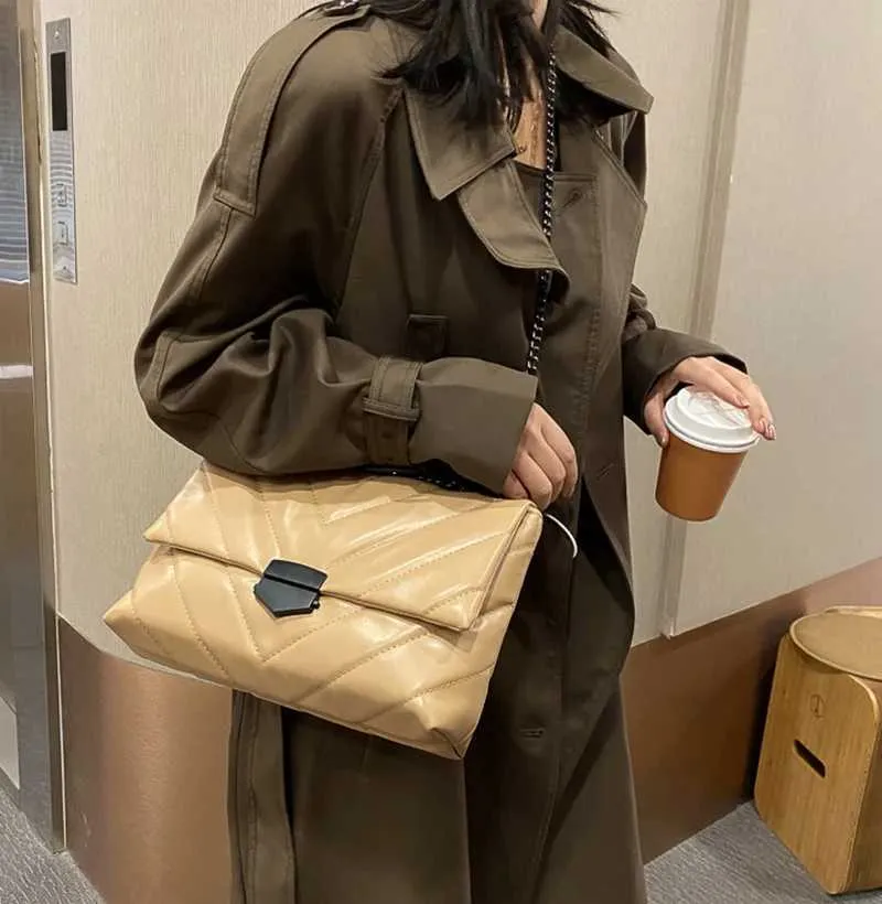 Ketten Schulter Frauen PU Leder Achselhöhle Mode Messenger Kleine Klappe Umhängetasche Dame Einkaufstasche femmeC241103_voghion.com