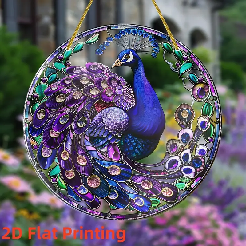 Peacock Suncatcher - 8" Directional Acrylic Art. Classic Decor For Garden Or Bar, Elegant Gift For Discerning Tastes._voghion.com