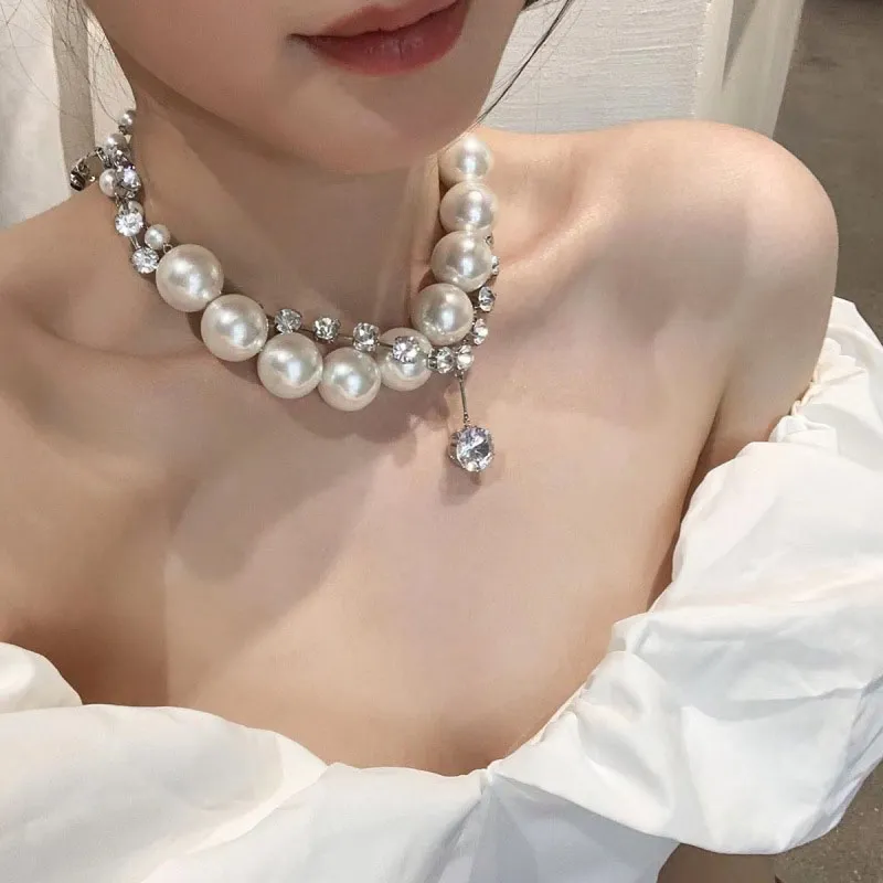 Collier avec pendentif en perles de zircon pour femmes et filles, chaîne en argent plaqué, bijoux tendance, cadeau de fête, style 2023, CN23_voghion.com