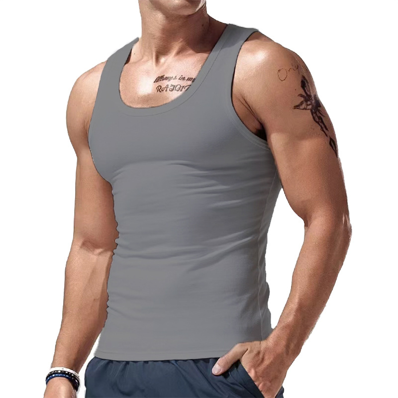 Cross-border New American Style Men's Vest Wearing Trendy Hurdle Sports Fitness Men's Spring and Summer Undershirt Vest_voghion.com
