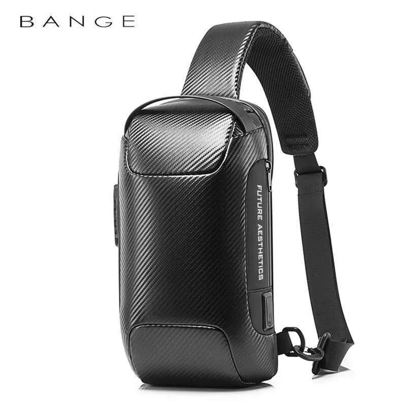 BANGE Borsa a tracolla da uomo impermeabile multifunzione in fibra di carbonio con motivo a tracolla USB Sg Messenger Bag Pack_voghion.com