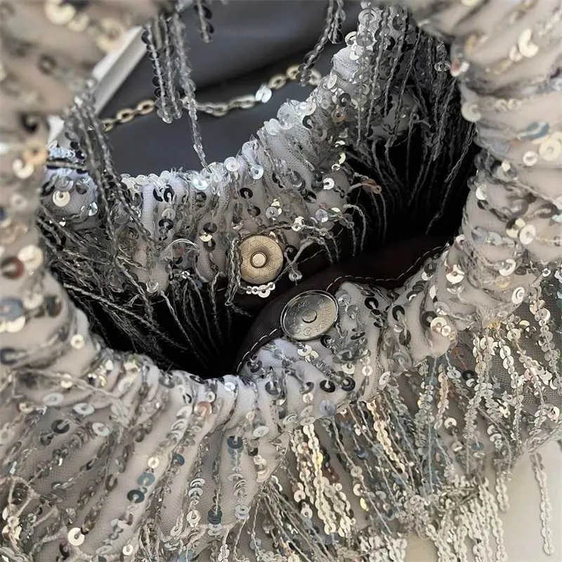 Borsa a tracolla con paillettes da donna elegante borsa a mano_voghion.com