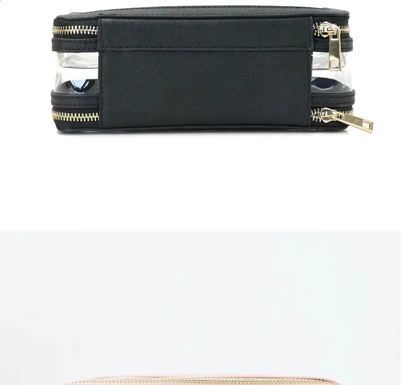 Cosmetic Bag Custom Letters Saffiano Leather Travel Storage Bag_voghion.com