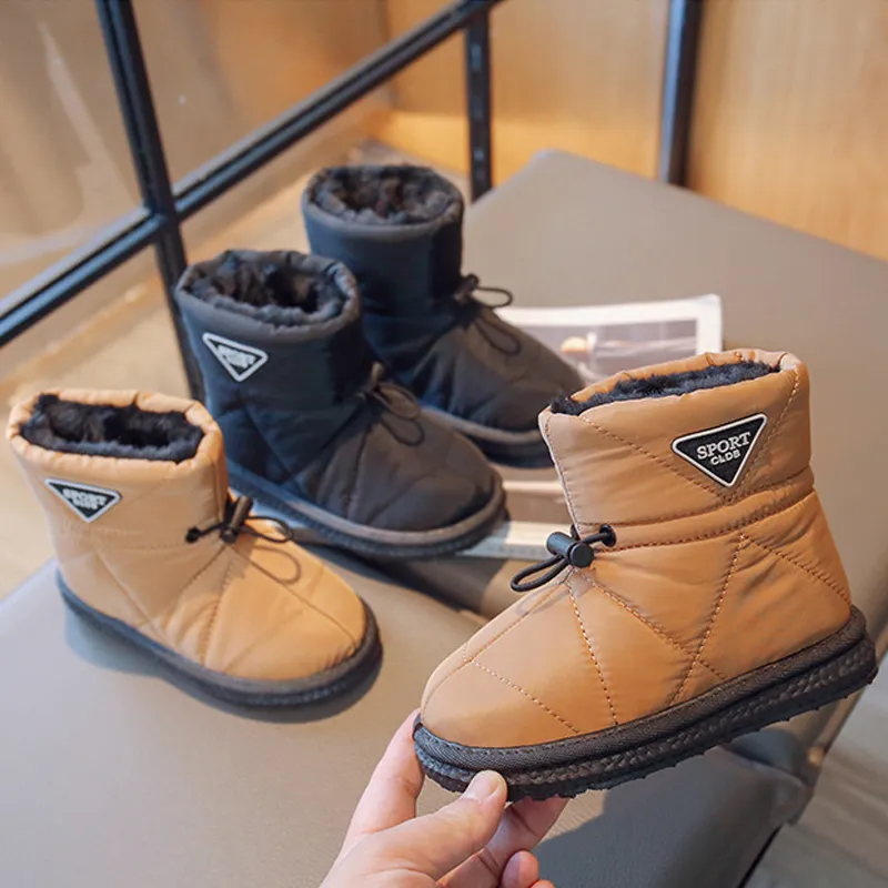 Kış Çocuklar Kar Kalın Kürk Morden Dikiş Elastik Bant Çocuklar Kidsnest Gençlik Düz Siyah Kahverengi Kaymaz Sıcak Erkek Kızlar_voghion.com