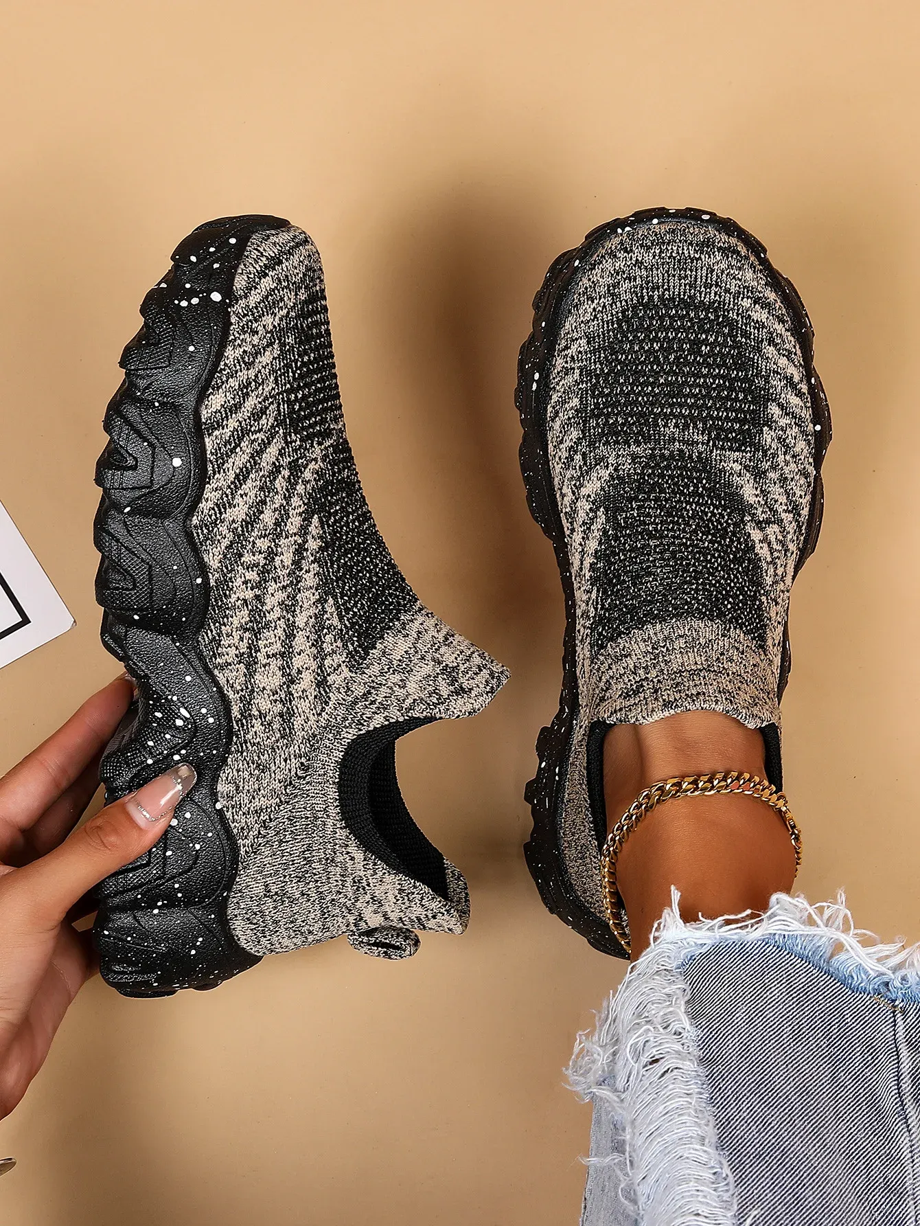 Scarpe da donna grandi dimensioni in rete traspirante Fly Weaving Platform Sole Sport Sneakers Baskets Femme Casual Slip on ato_voghion.com