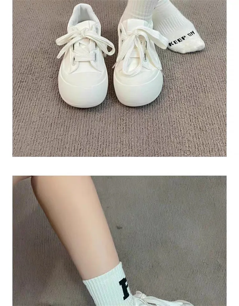 Casual Platform Sneakers For Women Versatile White Trainers_voghion.com