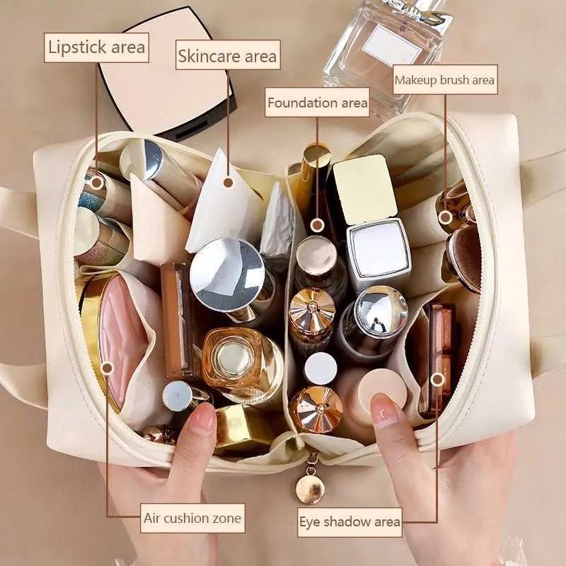 Borsa organizer per il trucco alla moda, portatile, di grande capacità, impermeabile e di alto valore estetico Y241023_voghion.com