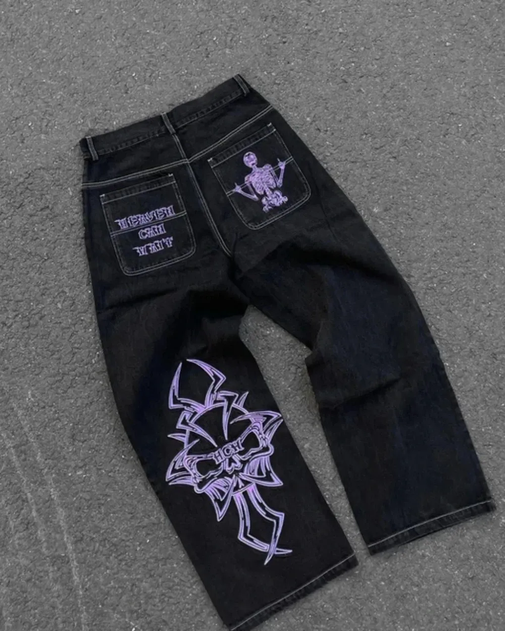 Jeans Y2K Haruku Hip Hop Retro Black Multi Pocket Cargo Pants Man Punk Gothic Baggy Wide Leg Trousers Streetwear_voghion.com