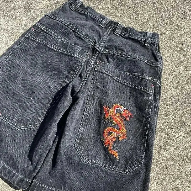 Y2K Baggy Gothic American Streetwear Pocket Printing Denim Gym Hip Hop Men Women Haruku Basketball Shorts X250220_voghion.com