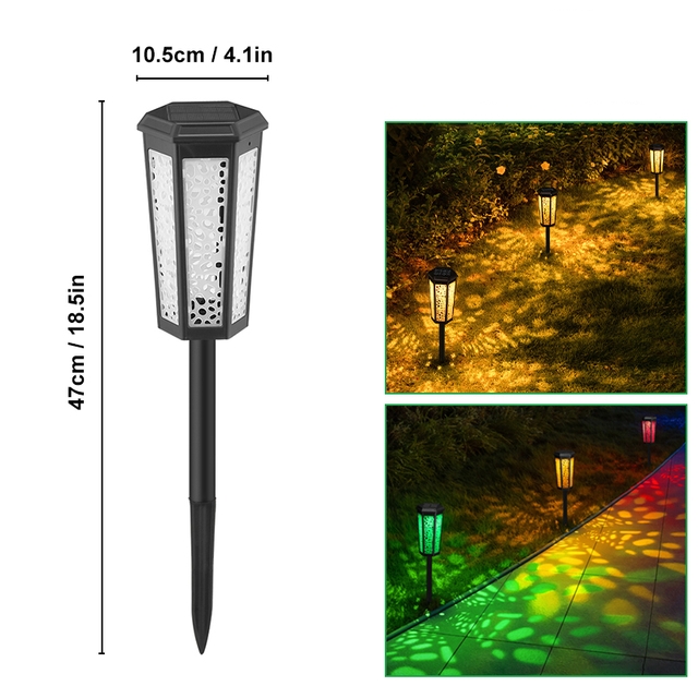 1 peça de luz solar para gramado externo RGB quente com dois modos à prova d'água, luz para pátio, passarela, caminho, paisagem, jardim, decoração, lâmpada_voghion.com