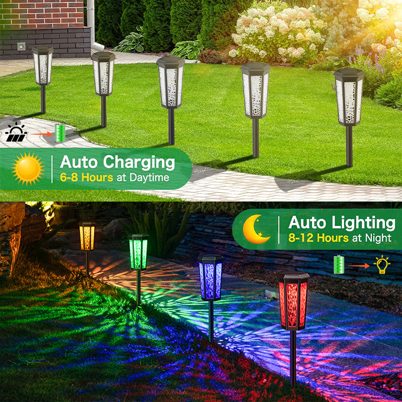 1 peça de luz solar para gramado externo RGB quente com dois modos à prova d'água, luz para pátio, passarela, caminho, paisagem, jardim, decoração, lâmpada_voghion.com