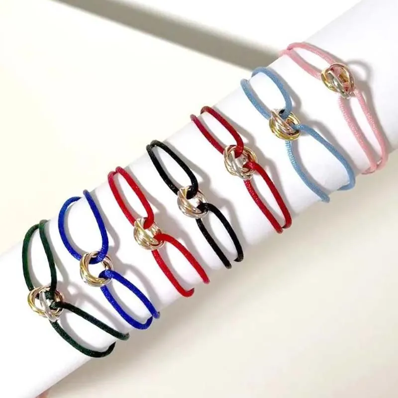 Bracelet Man Woman Designer Gold Jewlery Unisexstainless Steel Bracelet 3 Metal Buckle Ribbon Lace Up Chain Multicolor_voghion.com