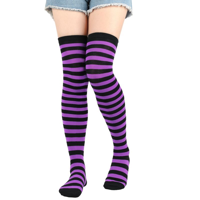 Christmas Knitted Striped Thigh Over Knee COS Anime Party Long Socks Women_voghion.com