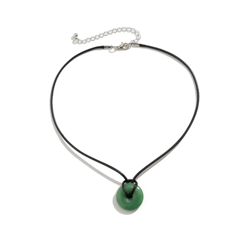 Colliers pendentifs Collier en verre vintage Ligne de cire noire Chaîne ras du cou Bijoux simples Fête Mariage Cadeau d'anniversaire pour_voghion.com