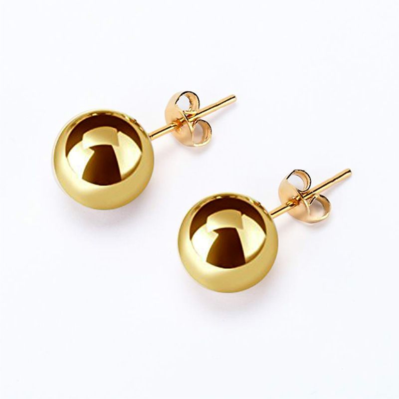 Orecchini a forma di fagiolo con perline rotonde personalizzate, aghi per le orecchie da 2,8 mm in acciaio inossidabile elettroplaccato per donne e uomini, acciaio al titanio_voghion.com