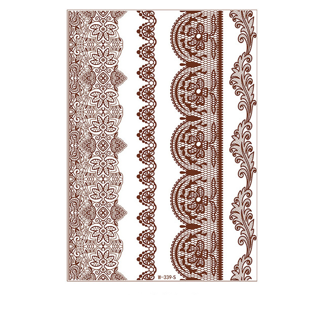 1PC Indian Lace Tattoo Stickers Red Brown Waterproof Semi-permanent Henna Tattoo Stickers Replaceable Tattoo Stickers_voghion.com