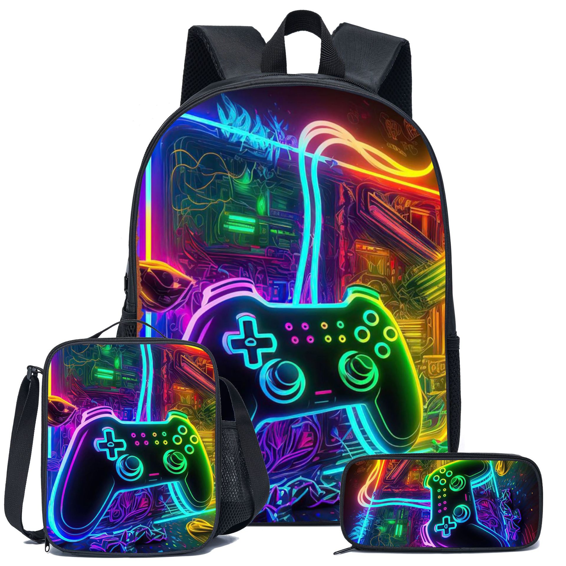 Kids Backpacks17 Inch Game Console Handle Three Piece Schoolbag Cartoon Cute Elementary School Student Animal Backpack Backpack