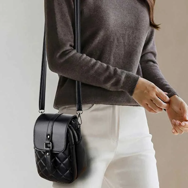 Koreanische Frauen Handy Taschen Mode Rhombus Kette Schulter Kreuz Körper Celhone SG Tasche Crossbody Geldbörse Brieftasche_voghion.com