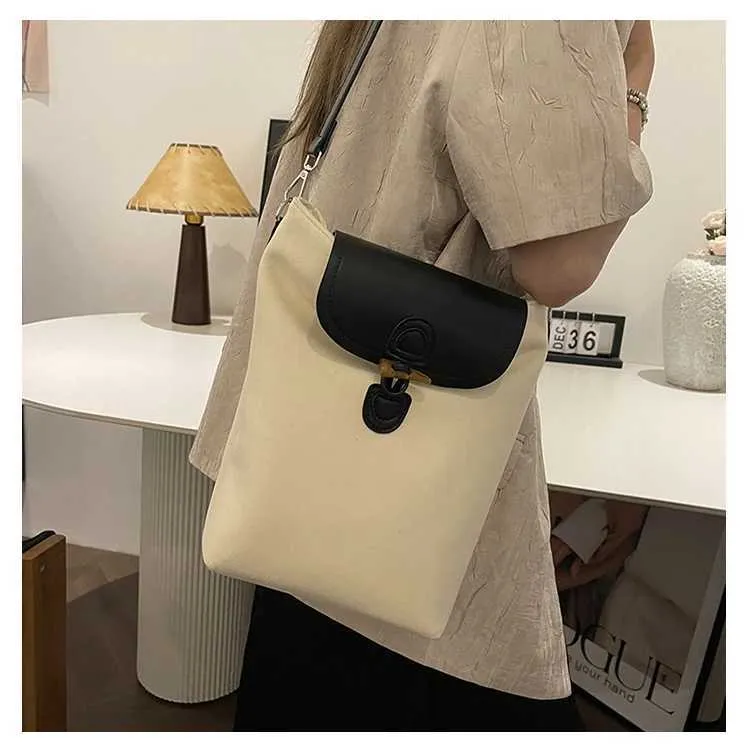 Borsa a tracolla vintage in tela grande capacità a secchiello_voghion.com