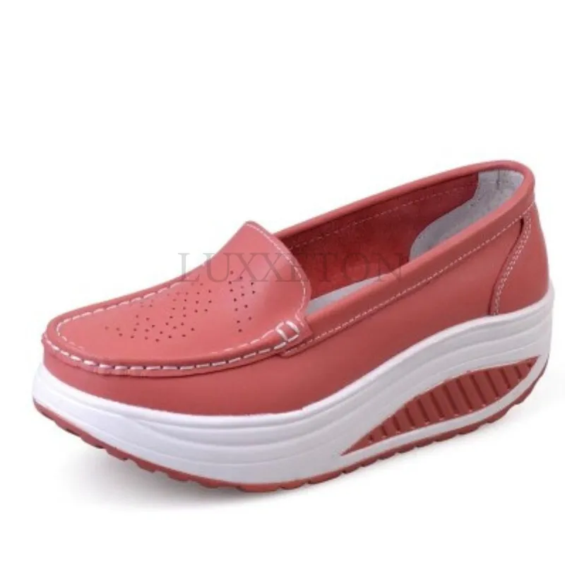 Zapatos de mujer con suela gruesa, tacón alto, punta redonda, malla, transpirables y cómodos para exteriores._voghion.com