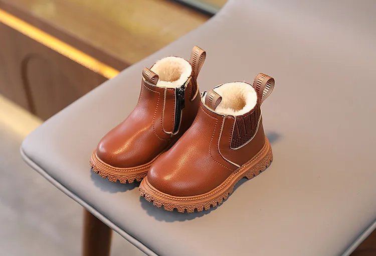 Botas de nieve Happysteps de piel sintética para bebé, muy cálidas, para otoño e invierno, para niño y niña, talla 38-44_voghion.com