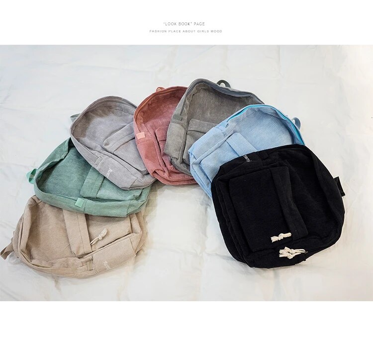 Femmes sac à dos en velours côtelé Design sacs à dos pour adolescentes école rayé sac à dos sacs de voyage sac à bandoulière_voghion.com