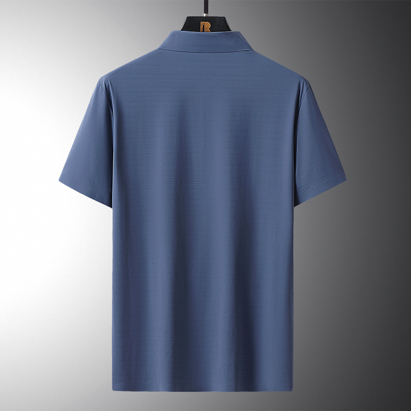 Polo da uomo in seta ghiacciata, sottile, a maniche corte, con risvolto, ad asciugatura rapida_voghion.com