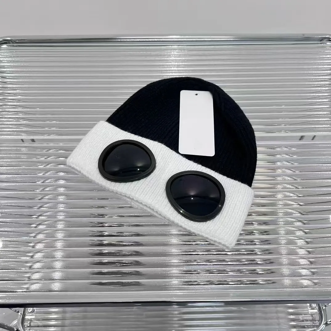 chapéu masculino de grife Designer de óculos de duas lentes Óculos de proteção Gorros Homens Chapéus de malha Bonés Ao ar livre Mulheres Inverno Gorro Preto_voghion.com