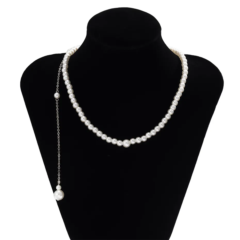 Chains Efily Elegant Pearl Back Drop Necklace Long Bridal Chain Jewelry Sier Color Wedding Backdrop For Backless Dress_voghion.com