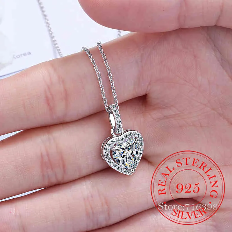 Top Kwaliteit Sterling Zier Forever Love Hart Grote Enkele Cz Charm Hanger Ketting Sierlijke Sieraden Voor Vrouwen Lady_voghion.com