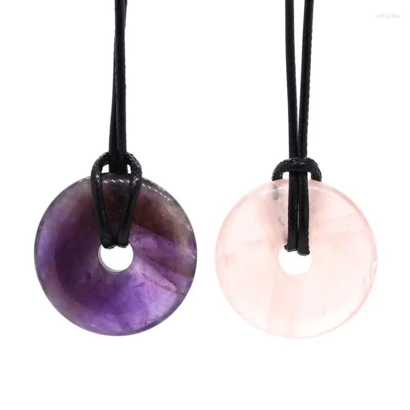 Colliers pendentifs KFT 30 mm Cercle Donut Naturel Guérison Cristal Quartz Collier Lapis Lazuli Opale Pierre Amulette Porte-Bonheur_voghion.com