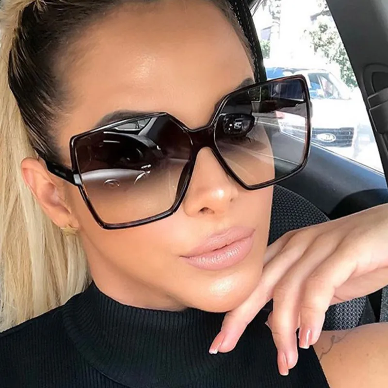 Vintage Übergroße Quadratische Sonnenbrille Frauen Mode Spiegel Schwarze Sonnenbrille Männer Schattierungen Weiblich UV Schutz Lady Eyewear_voghion.com