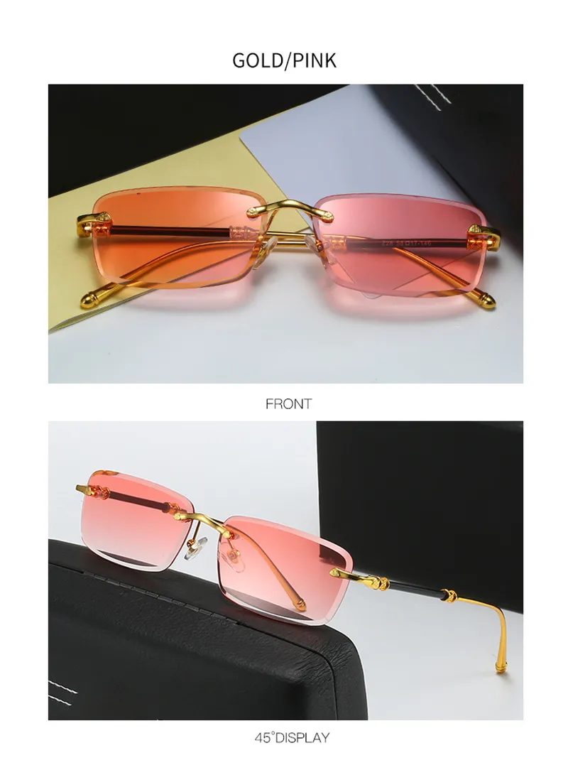Lunettes de soleil pour hommes, nouvelle monture sans monture, coupe diamant, mode ins net rouge, les mêmes lunettes de soleil peuvent être assorties à la myopie en gros_voghion.com