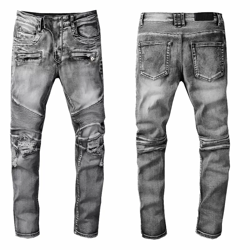 Jeans de créateur pour hommes Jean Lettre Distressed Skinny Ripped Biker Slim Fit Moto Bikers Denim pour homme Mode Mans_voghion.com