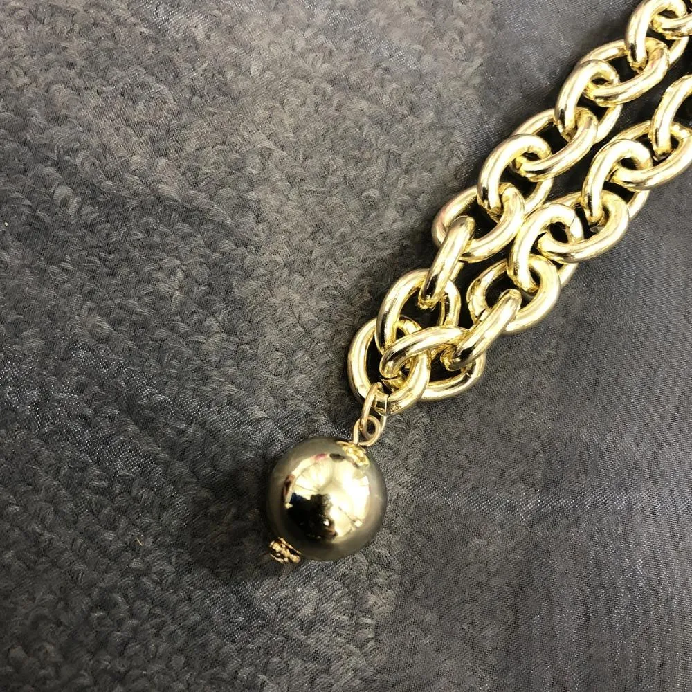 Massive Gliederkette Mit Kugelanhänger Für Damen Halsschmuck_voghion.com